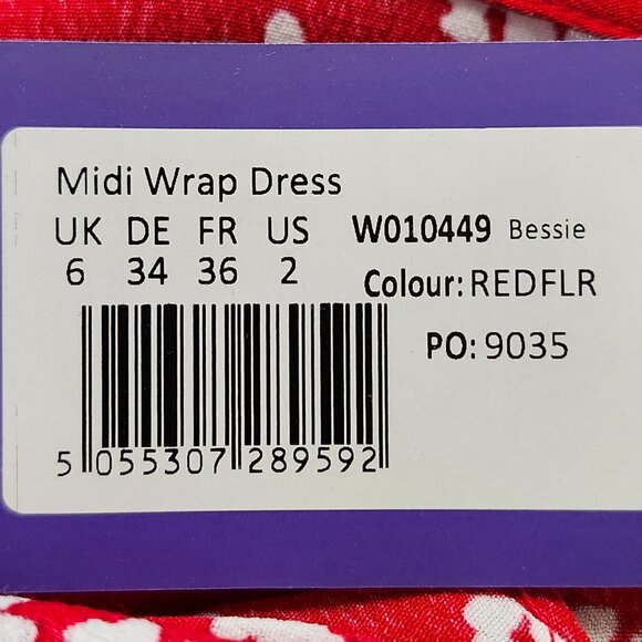 Seraphine Women's Red & White Floral Maternity/Nursing Wrap Dress Size 2, 4 & 6 - Picture 7 of 9